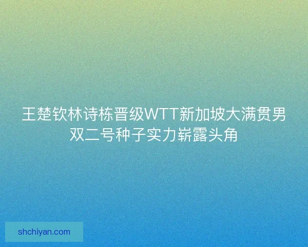 王楚钦林诗栋晋级WTT新加坡大满贯男双二号种子实力崭露头角