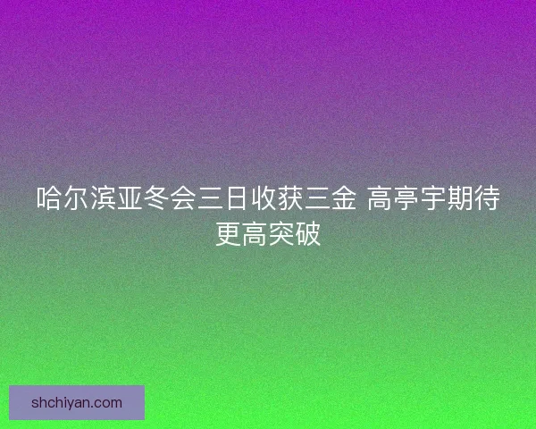 哈尔滨亚冬会三日收获三金 高亭宇期待更高突破 哈尔滨亚冬会三日收获三金 高亭宇期待更高突破
