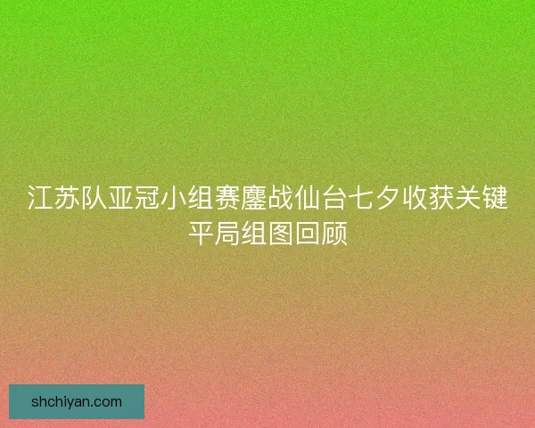 江苏队亚冠小组赛鏖战仙台七夕收获关键平局组图回顾 江苏队亚冠小组赛鏖战仙台七夕收获关键平局组图回顾