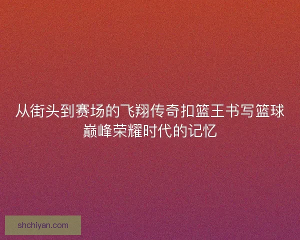 从街头到赛场的飞翔传奇扣篮王书写篮球巅峰荣耀时代的记忆